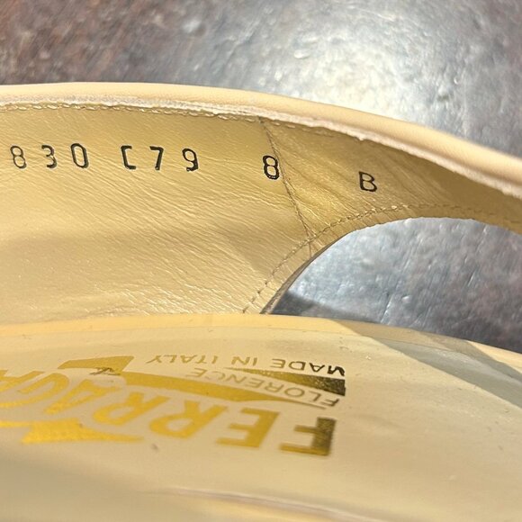 Authentic Salvatore Ferragamo Nude Gancini Embossed Slingback Heels Pumps 8 - Picture 10 of 12